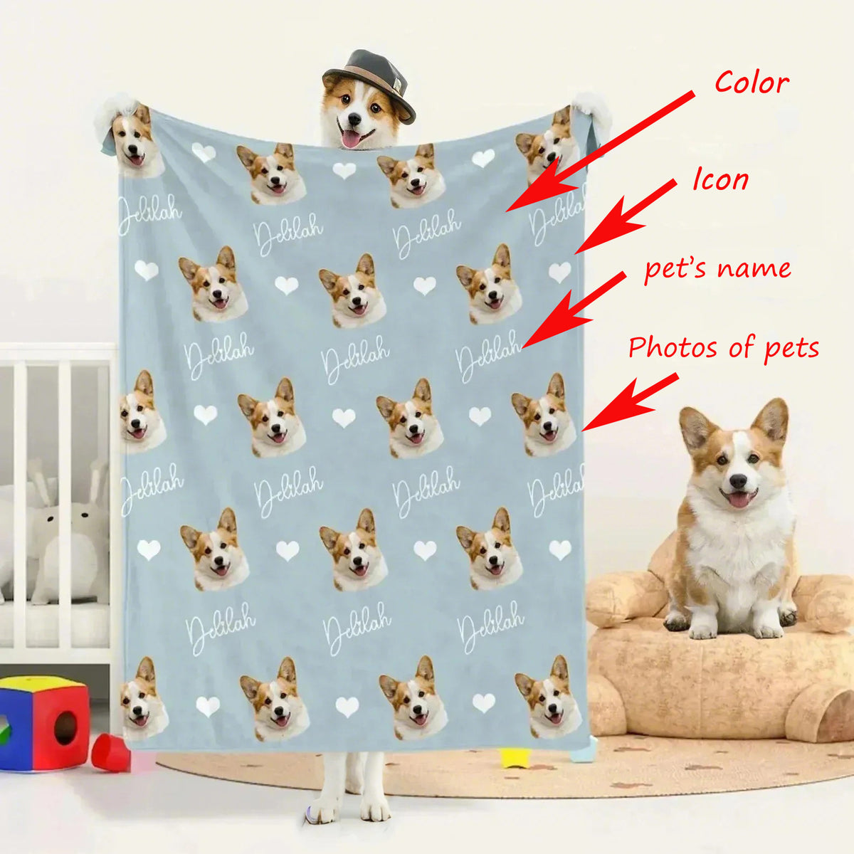 Custom Pet Photo Blanket Warm Flannel for Winter