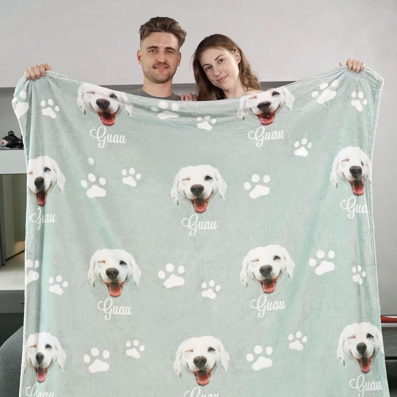 Custom Pet Photo Blanket Warm Flannel for Winter