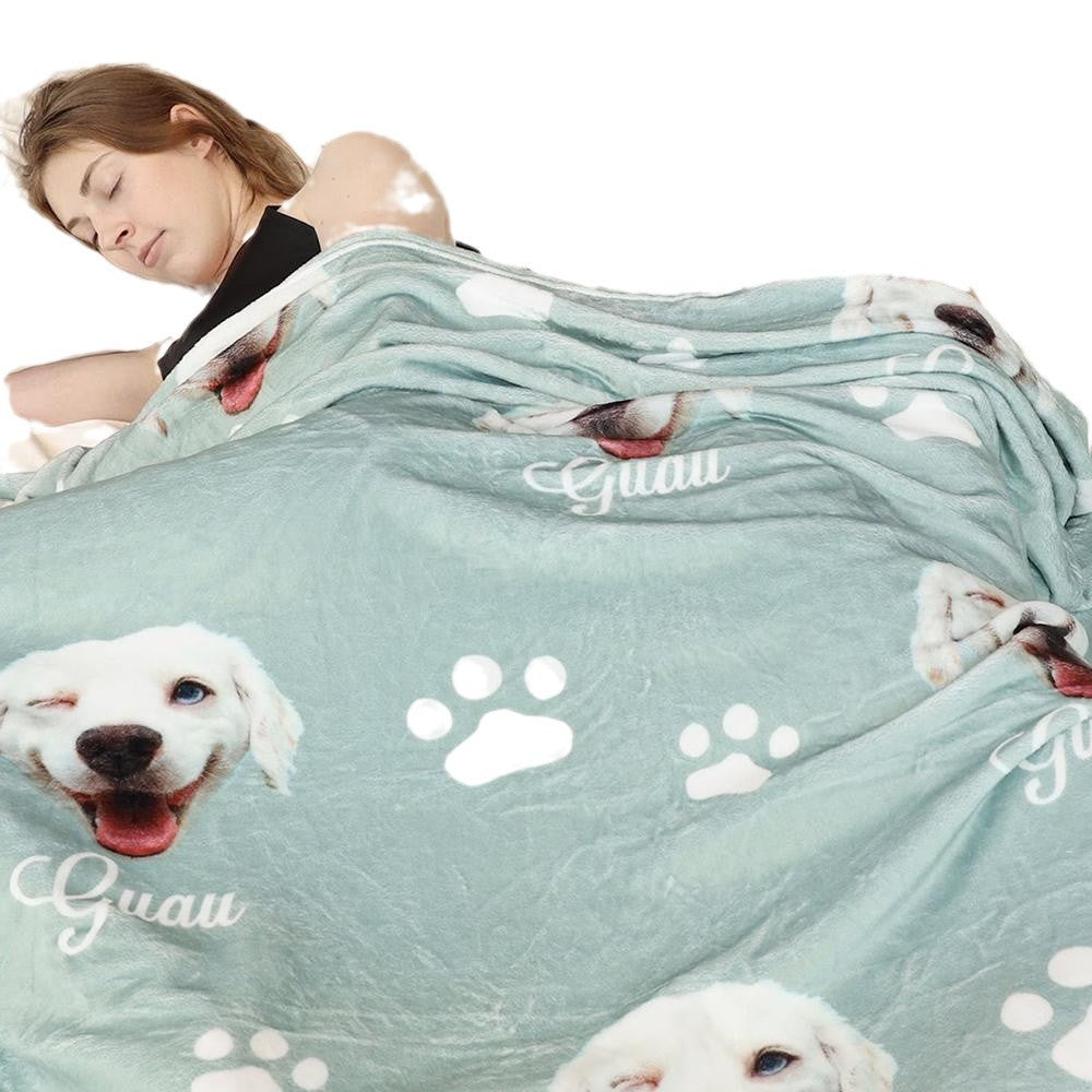 Custom Pet Photo Blanket Warm Flannel for Winter