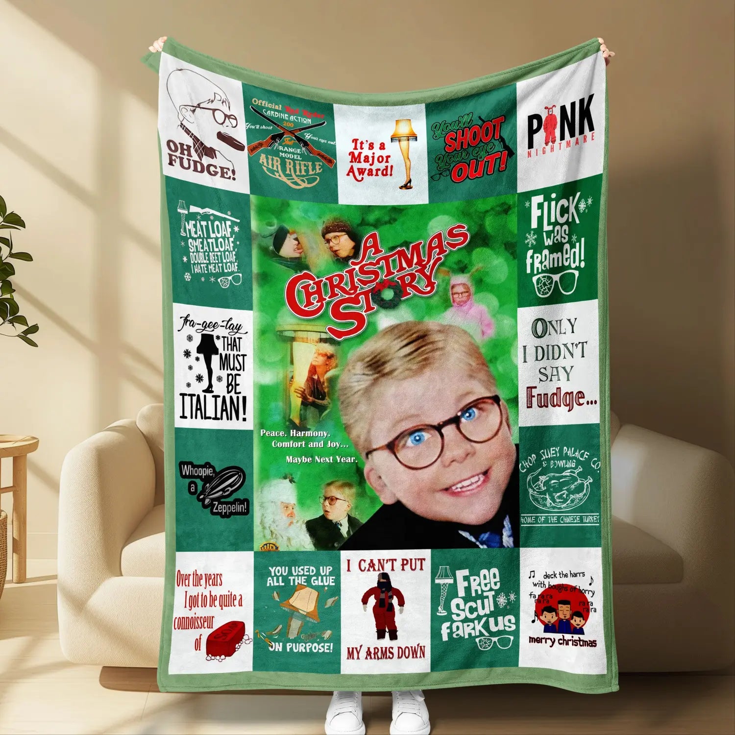 Christmas Story Themed Throw Blanket