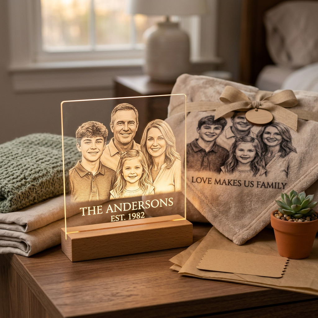 Premium gift packaging with ribbon and card