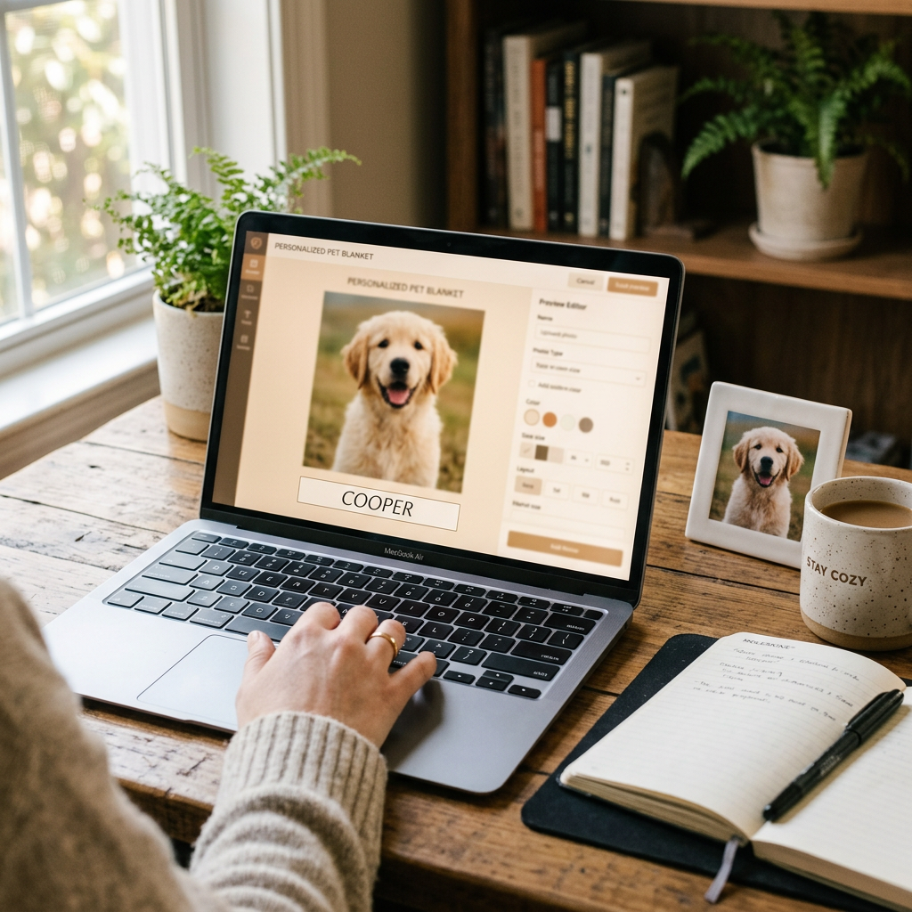 Personalizing a gift preview on a laptop