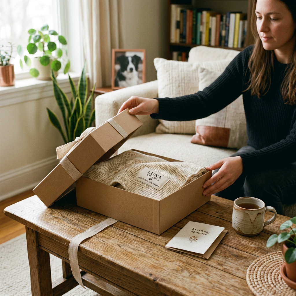 Opening a personalized keepsake gift at home